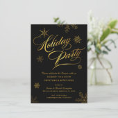 Kerstfeestdag — Cocktail Party Black & Gold Kaart (Staand voorkant)