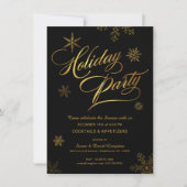 Kerstfeestdag — Cocktail Party Black & Gold Kaart (Voorkant)