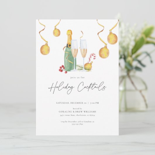 Kerstfeestdag Cocktail Party Uitnodiging Volwassen (Staand voorkant)