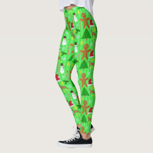 kerstfeestdag collage Ugly Sweater Pattern Leggings