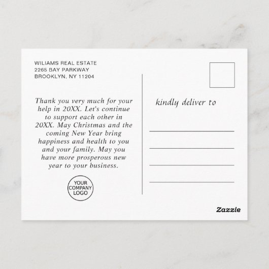 Kerstfeestdag Collectief Hartelijk dank Briefkaart (Achterkant)