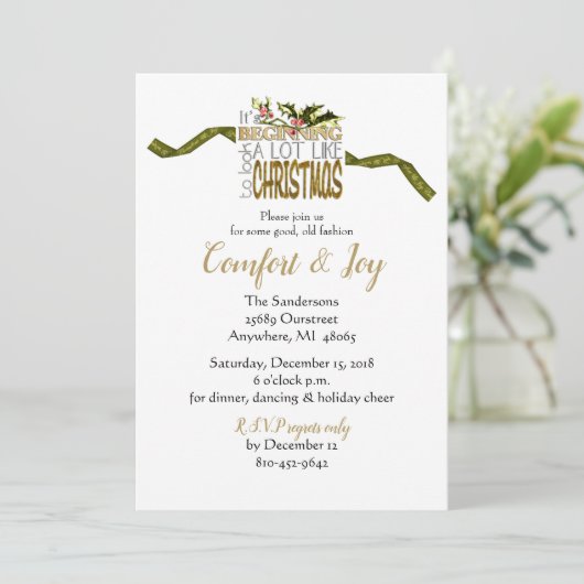 Kerstfeestdag Comfort en Joy Kaart (Staand voorkant)