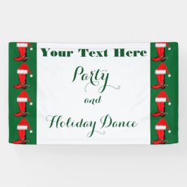 Kerstfeestdag Cowboy Boots en Santa Hat Spandoek