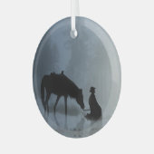 Kerstfeestdag Cowboy en paard Glas Ornament (Voorkant links)