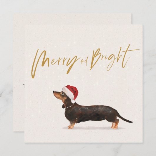 Kerstfeestdag Dachshund Dog Merry Greeting (Voorkant / Achterkant)