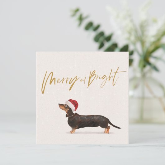 Kerstfeestdag Dachshund Dog Merry Greeting (Staand voorkant)