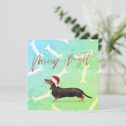 kerstfeestdag Dachshund Dog Pattern-groet (Staand voorkant)