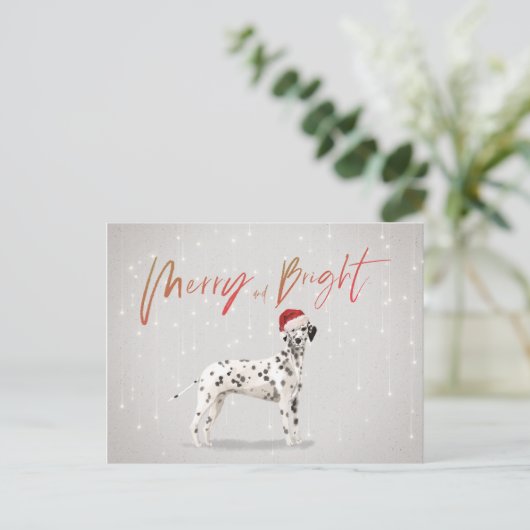 Kerstfeestdag Dalmatian Merry Bright Briefkaart (Staand voorkant)