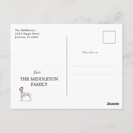 Kerstfeestdag Dalmatian Merry Bright Briefkaart (Achterkant)