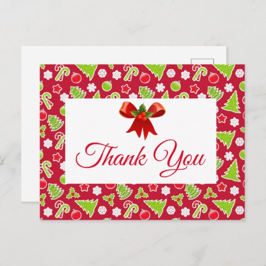 Kerstfeestdag Dank je postkaart (Voorkant / Achterkant)