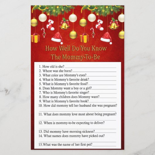 Kerstfeestdag Decor hoe goed je het spel kent (Voorkant)