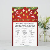 Kerstfeestdag decor Wat zit er in je handtas? (Staand voorkant)