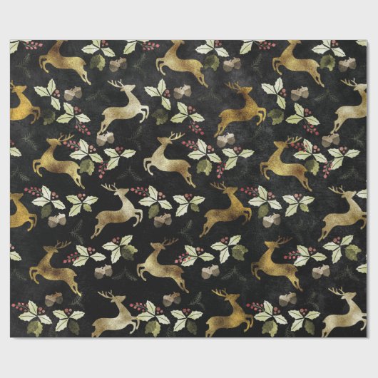 Kerstfeestdag - Deer & Mistletoe Cadeaupapier (Vlak)