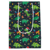 Kerstfeestdag-deinosaurierswerkpapier Medium Cadeauzakje (Achterkant)