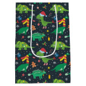 Kerstfeestdag Dinosaur Gift Bag Medium Cadeauzakje (Achterkant)