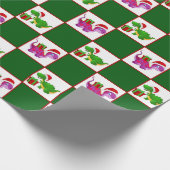 kerstfeestdag, dinosauruspatroonblad cadeaupapier (Hoek)