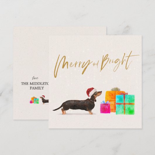 kerstfeestdag Dog Dachshund Merry Greeting (Voorkant / Achterkant)