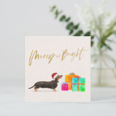 kerstfeestdag Dog Dachshund Merry Greeting (Staand voorkant)