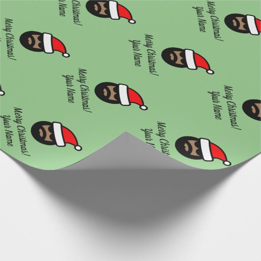 Kerstfeestdag, donkerbruine huidskleur cadeaupapier (Hoek)