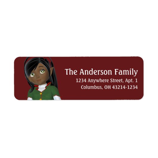 Kerstfeestdag donkere huidskleur Elf - Kerstmis Etiket (Voorkant)