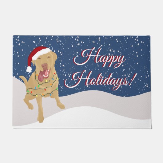 Kerstfeestdag Dudley Labrador Deurmat (Voorkant)