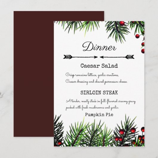 kerstfeestdag eenvoudig menu (Voorkant / Achterkant)