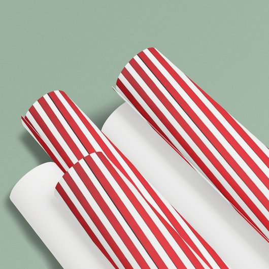 Kerstfeestdag Eenvoudig rood gestreept feestelijk Cadeaupapier