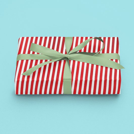 Kerstfeestdag Eenvoudig rood gestreept feestelijk Cadeaupapier