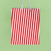 Kerstfeestdag Eenvoudig rood gestreept feestelijk Medium Cadeauzakje