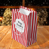 Kerstfeestdag Eenvoudig rood gestreept feestelijk Medium Cadeauzakje