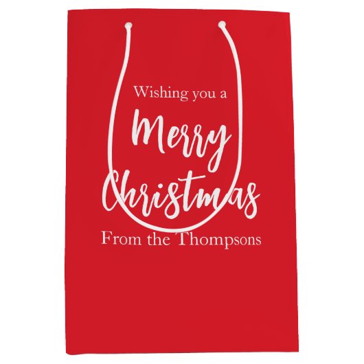 Kerstfeestdag Eenvoudig rood minimalistisch geluid Medium Cadeauzakje (Voorkant)