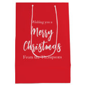 Kerstfeestdag Eenvoudig rood minimalistisch geluid Medium Cadeauzakje (Achterkant)