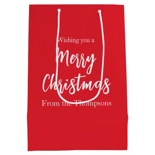 Kerstfeestdag Eenvoudig rood minimalistisch geluid Medium Cadeauzakje (Achterkant)