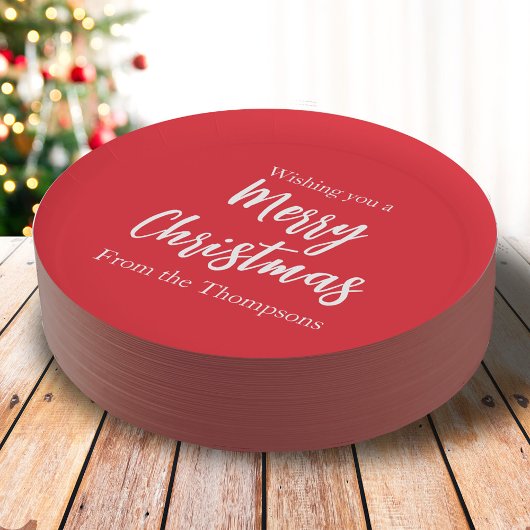 Kerstfeestdag Eenvoudig rood minimalistisch geluid Papieren Bordje