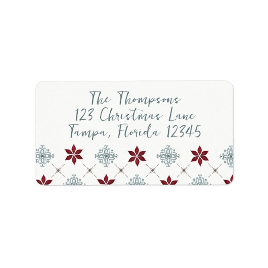 Kerstfeestdag Eenvoudige minimalistische Red Blue Etiket (Voorkant)