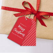 Kerstfeestdag Eenvoudige Rode Striped minimalistis Cadeaulabel