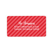 Kerstfeestdag Eenvoudige Rode Striped minimalistis Etiket (Voorkant)