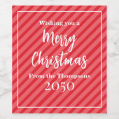 Kerstfeestdag Eenvoudige Rode Striped minimalistis Wijn Etiket (Enkel label)