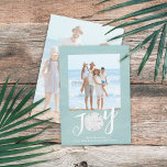 Kerstfeestdag - Eenvoudige testry Beach 2 foto Feestdagenkaart<br><div class="desc">Dit ontwerp is voorzien van kerstvakantie moderne kerstfeestdag eenvoudige moderne,  nautische strand tropische vakantie foto's,  afbeelding 2 twee turquoise en dollar tropische oceaan aan aan de kust,  zee op zee,  blauwgroen turquoise,  trendy stijlvolle,  unieke typografische tekst,  whimsical calligraphy script font,  modern vakantieeiland minimalist,  kerstvakantiefoto-wenskaarten,  eenvoudig gezegde met blijdschap</div>
