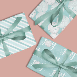 Kerstfeestdag Elegant Beach Turquoise Coastal Inpakpapier Vel