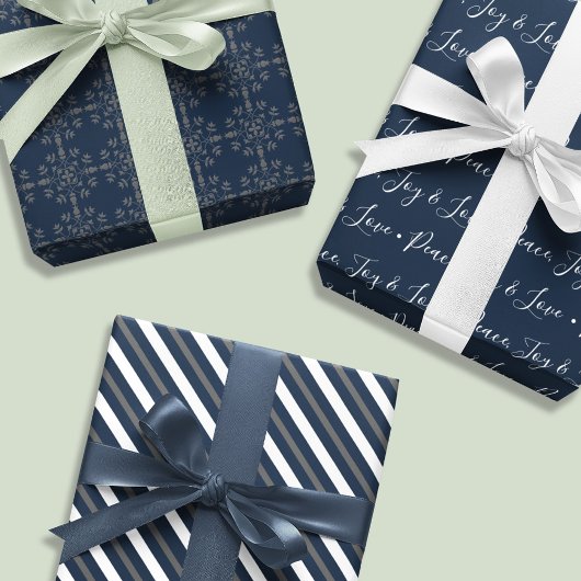 Kerstfeestdag Elegant Classic Navy Blue Inpakpapier Vel