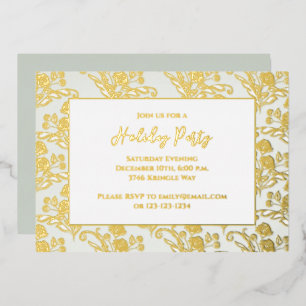 Kerstfeestdag Elegant Green Floral Foliage Folie Feestdagenkaart