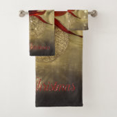 Kerstfeestdag - Elegant kerstballen Red Bow Bad Handdoek (Insitu)