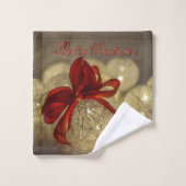Kerstfeestdag - Elegant kerstballen Red Bow Bad Handdoek (Wasdoekje)