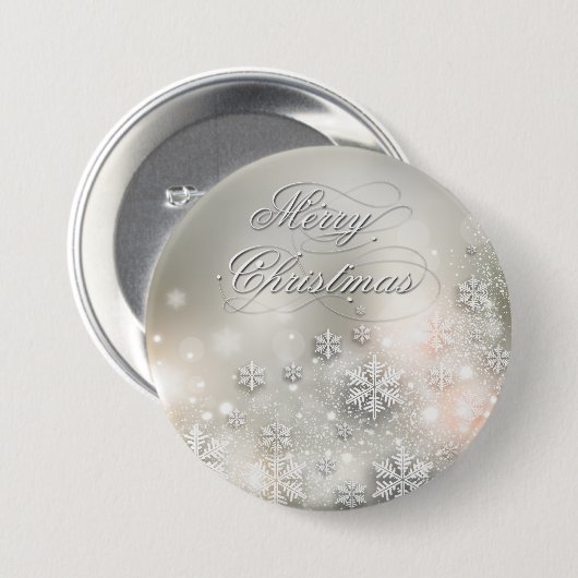 Kerstfeestdag Elegant Snowflake Button (Voorkant /achterkant)