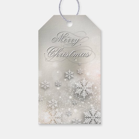 Kerstfeestdag Elegant Snowflake Cadeaulabel (Achterkant)