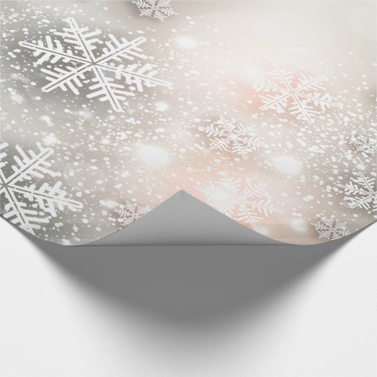 Kerstfeestdag Elegant Snowflake Cadeaupapier (Hoek)