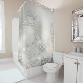 Kerstfeestdag Elegant Snowflake Douchegordijn (In situ)