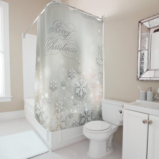 Kerstfeestdag Elegant Snowflake Douchegordijn (In situ)