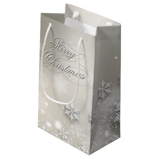 Kerstfeestdag Elegant Snowflake Klein Cadeauzakje (Achterkant Gekanteld)